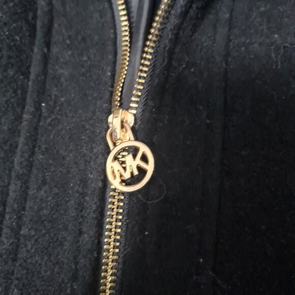 Michael Kors Black Wool Blend Oversized Trench Pea Coat Sz XL - Picture 2 of 3